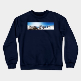 Thira, Santorini, Panoramic Photo Crewneck Sweatshirt